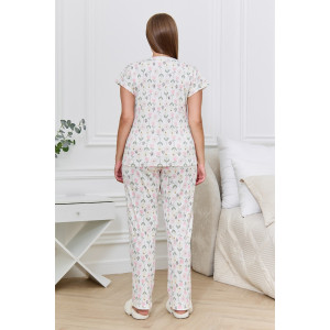 Пижама женская "Мэри-2" кашкорсе (р-ры: 48-58) молочный Пижама женская "Мэри-2" кашкорсе (р-ры: 48-58) молочный