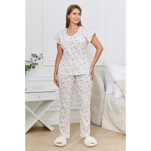 Пижама женская "Мэри-2" кашкорсе (р-ры: 48-58) молочный Пижама женская "Мэри-2" кашкорсе (р-ры: 48-58) молочный