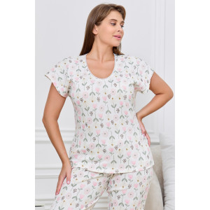 Пижама женская "Мэри-2" кашкорсе (р-ры: 48-58) молочный Пижама женская "Мэри-2" кашкорсе (р-ры: 48-58) молочный
