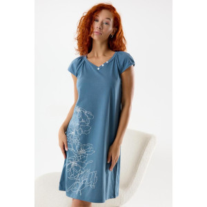 Сорочка женская "Нежность И" кулирка (р-ры: 48-62) индиго Сорочка женская "Нежность И" кулирка (р-ры: 48-62) индиго