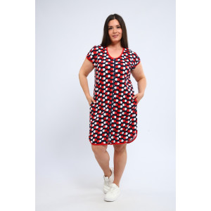 Халат женский Х-00377 кулирка (р-ры: 46-60) темно-синий-красный Халат женский Х-00377 кулирка (р-ры: 46-60) темно-синий-красный