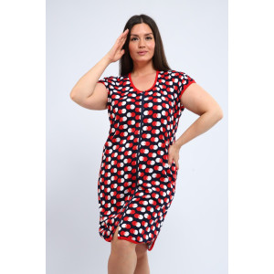 Халат женский Х-00377 кулирка (р-ры: 46-60) темно-синий-красный Халат женский Х-00377 кулирка (р-ры: 46-60) темно-синий-красный