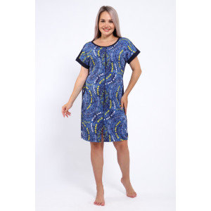 Халат женский Х-00377 кулирка (р-ры: 46-60) синий-желтый Халат женский Х-00377 кулирка (р-ры: 46-60) синий-желтый