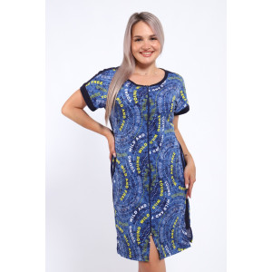 Халат женский Х-00377 кулирка (р-ры: 46-60) синий-желтый Халат женский Х-00377 кулирка (р-ры: 46-60) синий-желтый