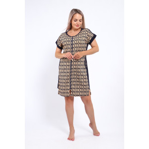 Халат женский Х-00377 кулирка (р-ры: 46-60) песочный-темно-синий Халат женский Х-00377 кулирка (р-ры: 46-60) песочный-темно-синий