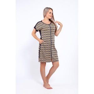 Халат женский Х-00377 кулирка (р-ры: 46-60) песочный-темно-синий Халат женский Х-00377 кулирка (р-ры: 46-60) песочный-темно-синий