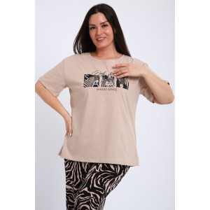 Футболка женская Ф-00711 кулирка (р-ры: 42-60) пудровый Футболка женская Ф-00711 кулирка (р-ры: 42-60) пудровый