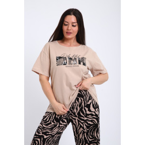 Футболка женская Ф-00711 кулирка (р-ры: 42-60) пудровый Футболка женская Ф-00711 кулирка (р-ры: 42-60) пудровый