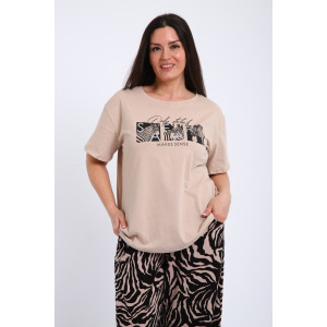 Футболка женская Ф-00711 кулирка (р-ры: 42-60) пудровый Футболка женская Ф-00711 кулирка (р-ры: 42-60) пудровый