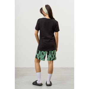 Костюм двойка женский КД-00453 кулирка (р-ры: 42-60) черный-зеленый Костюм двойка женский КД-00453 кулирка (р-ры: 42-60) черный-зеленый