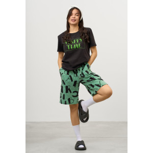 Костюм двойка женский КД-00453 кулирка (р-ры: 42-60) черный-зеленый Костюм двойка женский КД-00453 кулирка (р-ры: 42-60) черный-зеленый