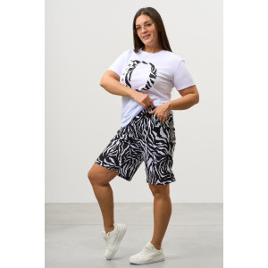 Костюм двойка женский КД-00453 кулирка (р-ры: 42-60) черный-белый Костюм двойка женский КД-00453 кулирка (р-ры: 42-60) черный-белый