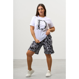 Костюм двойка женский КД-00453 кулирка (р-ры: 42-60) черный-белый Костюм двойка женский КД-00453 кулирка (р-ры: 42-60) черный-белый