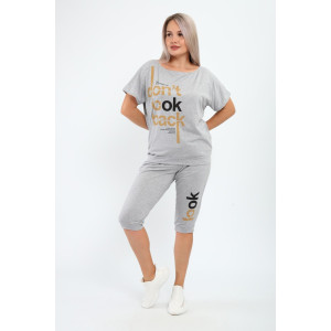 Костюм двойка женский КД-00233 кулирка (р-ры: 42-54) серый-бежевый Костюм двойка женский КД-00233 кулирка (р-ры: 42-54) серый-бежевый