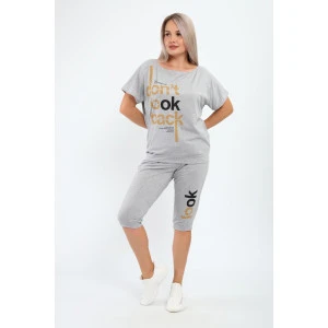 Костюм двойка женский КД-00233 кулирка (р-ры: 42-54) серый-бежевый Костюм двойка женский КД-00233 кулирка (р-ры: 42-54) серый-бежевый