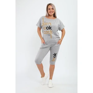 Костюм двойка женский КД-00233 кулирка (р-ры: 42-54) серый-бежевый Костюм двойка женский КД-00233 кулирка (р-ры: 42-54) серый-бежевый