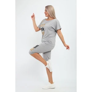 Костюм двойка женский КД-00233 кулирка (р-ры: 42-54) серый-бежевый Костюм двойка женский КД-00233 кулирка (р-ры: 42-54) серый-бежевый