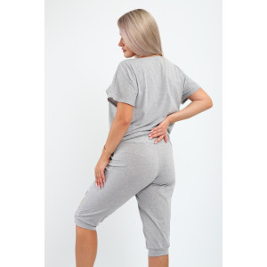 Костюм двойка женский КД-00233 кулирка (р-ры: 42-54) серый-бежевый Костюм двойка женский КД-00233 кулирка (р-ры: 42-54) серый-бежевый