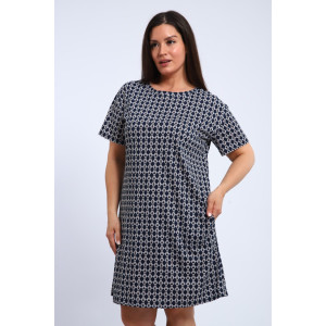 Платье женское П-00464 кулирка (р-ры: 42-60) синий-белый Платье женское П-00464 кулирка (р-ры: 42-60) синий-белый
