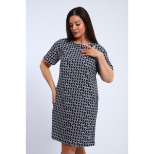 Платье женское П-00464 кулирка (р-ры: 42-60) синий-белый Платье женское П-00464 кулирка (р-ры: 42-60) синий-белый