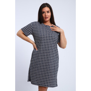 Платье женское П-00464 кулирка (р-ры: 42-60) синий-белый Платье женское П-00464 кулирка (р-ры: 42-60) синий-белый