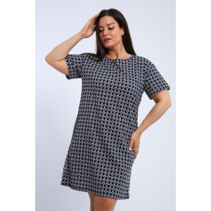 Платье женское П-00464 кулирка (р-ры: 42-60) синий-белый Платье женское П-00464 кулирка (р-ры: 42-60) синий-белый