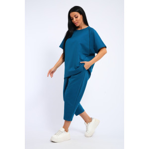 Костюм двойка женский КД-00442 кулирка-футер (р-ры: 48-62) бирюзовый Костюм двойка женский КД-00442 кулирка-футер (р-ры: 48-62) бирюзовый