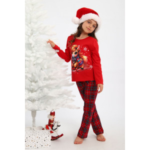 Пижама детская МЛШ "Лошадка" кулирка (р-ры: 116-146) красный Пижама детская МЛШ "Лошадка" кулирка (р-ры: 116-146) красный