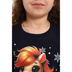 Пижама детская МЛШ "Лошадка" кулирка (р-ры: 116-146) синий Пижама детская МЛШ "Лошадка" кулирка (р-ры: 116-146) синий