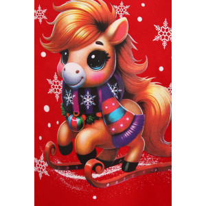 Пижама детская МЛШ "Лошадка-2" кулирка (р-ры: 128-164) красный Пижама детская МЛШ "Лошадка-2" кулирка (р-ры: 128-164) красный