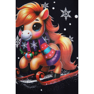 Пижама детская МЛШ "Лошадка-2" кулирка (р-ры: 128-164) синий Пижама детская МЛШ "Лошадка-2" кулирка (р-ры: 128-164) синий