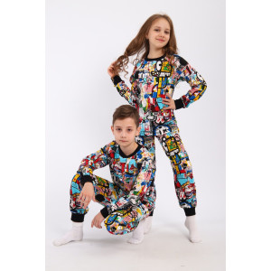 Пижама детская "Вдохновение" кулирка (р-ры: 140-170) белый Пижама детская "Вдохновение" кулирка (р-ры: 140-170) белый