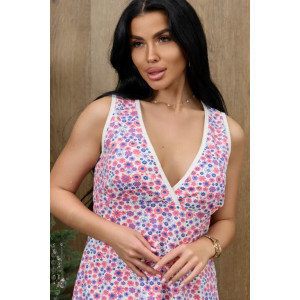 Сорочка женская "Мимоза-2" 1272-2 кулирка (р-ры: 42-56) молочный цветы