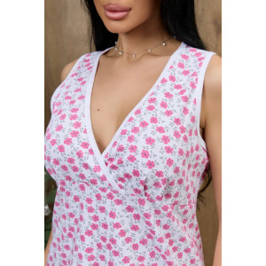 Сорочка женская "Мимоза-2" 1272-1 кулирка (р-ры: 42-56) белый цветы