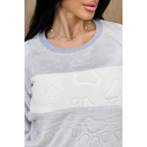 Пижама женская "Ариэль-4" 1292-5 велсофт (р-ры: 42-56) серый лапки