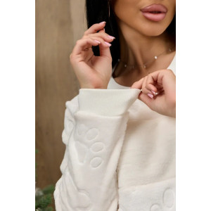 Пижама женская "Ариэль-4" 1292-4 велсофт (р-ры: 42-56) молочный лапки