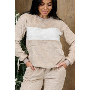 Пижама женская "Ариэль-4" 1292-2 велсофт (р-ры: 42-56) беж лапки