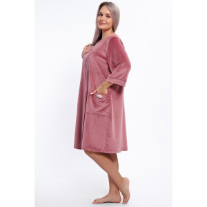 Халат женский 516 "Someday" велюр стрейч (р-ры: 50-60) сухая роза