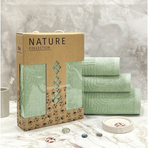 Набор махровых полотенец "Оскар" 08-193 светло-зеленый в подарочной коробке
