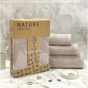 Набор махровых полотенец "Оскар" 08-176 темно-бежевый в подарочной коробке