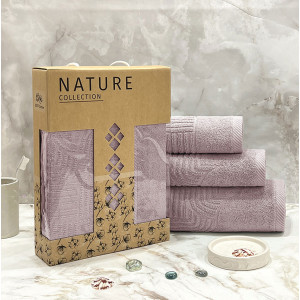 Набор махровых полотенец "Оскар" 07-157 темно-фиолетовый в подарочной коробке