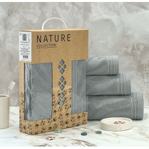 Набор махровых полотенец " Сафари" 08-179 серый в подарочной коробке Набор махровых полотенец " Сафари" 08-179 серый в подарочной коробке