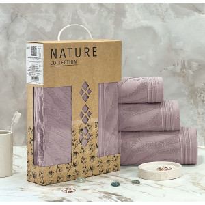 Набор махровых полотенец " Сафари" 07-157 темно-фиолетовый в подарочной коробке