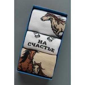 Носки женские "Лошадки" - 3 пары в подарочной коробке Носки женские "Лошадки" - 3 пары в подарочной коробке