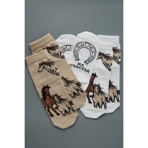 Носки женские "Лошадки" - 3 пары в подарочной коробке Носки женские "Лошадки" - 3 пары в подарочной коробке