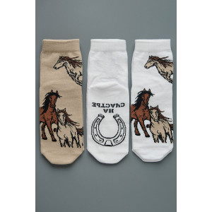 Носки женские "Лошадки" - 3 пары в подарочной коробке Носки женские "Лошадки" - 3 пары в подарочной коробке