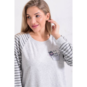 Пижама женская 1248 махра (р-ры: 42-56) серый Пижама женская 1248 махра (р-ры: 42-56) серый