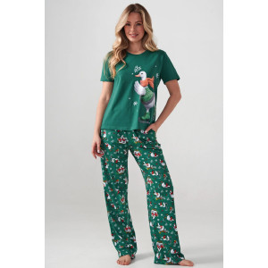 Пижама женская "Зимние забавы" 2411-К кулирка (р-ры: 46-56) зеленый