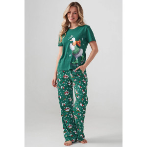 Пижама женская "Зимние забавы" 2411-К кулирка (р-ры: 46-56) зеленый