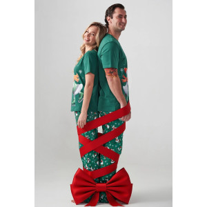 Пижама мужская "Зимние забавы" 2410-К кулирка (р-ры: 48-58) зеленый
